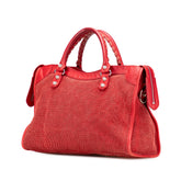 Lambskin Trimmed Canvas Motocross City Giant 12 Satchel